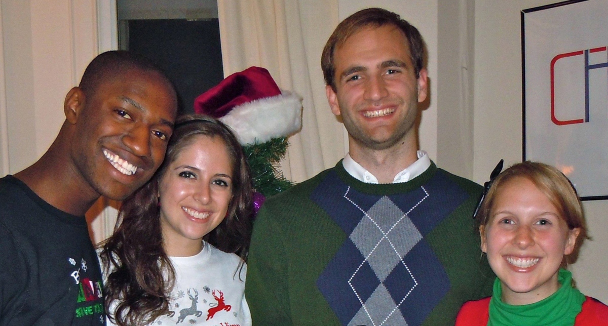 Political Science students in the PhD program celebrate the holidays together.
